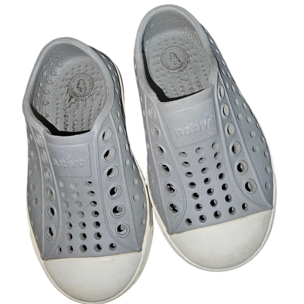 Native Perforated Gray And White Slip-Ons
